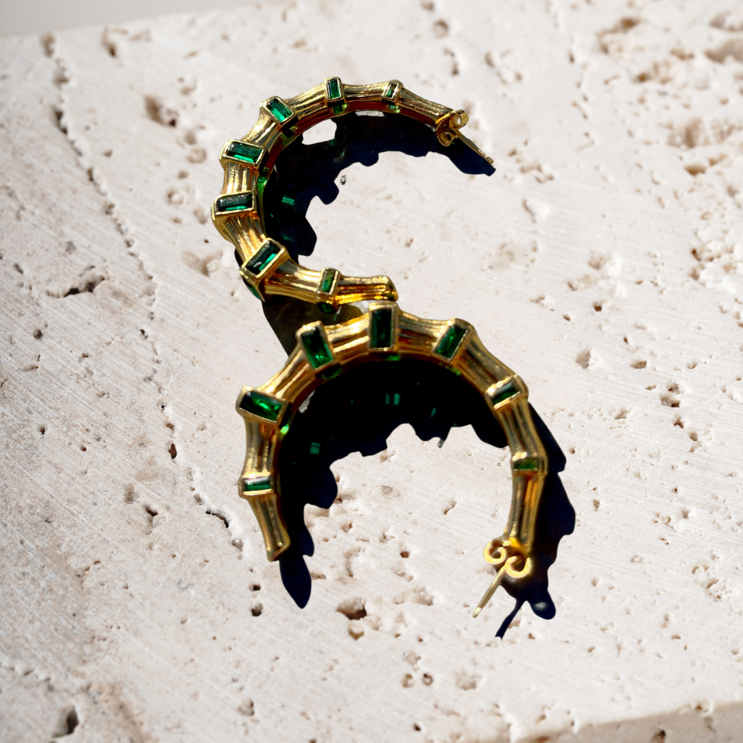 Gemstone Bamboo Hoops
